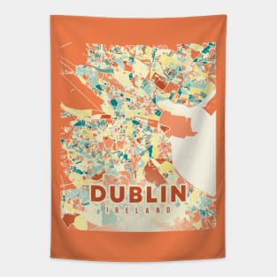 DUBLIN IRELAND: SUNSHINE STROLL - PASTEL MAP PAINTS THE CITY Tapestry