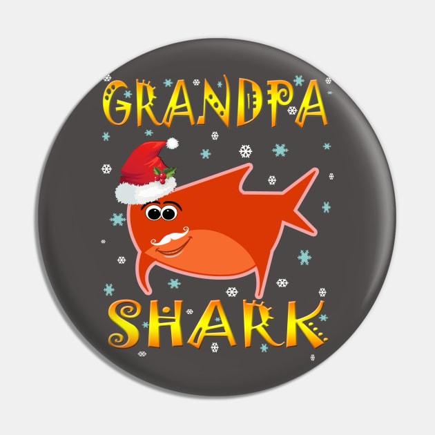Christmas Grandpa Shark Funny  Design Gift Idea Pin by werdanepo