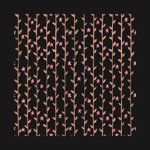 Watercolor Floral Vines Pattern - Coral & Blush Pink by monitdesign