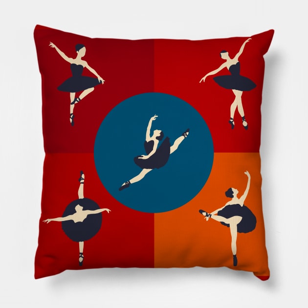 5 classic dancers in tutu Pillow by Mimie20