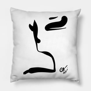 Portrait Black and White Minimal Line Art Pillow