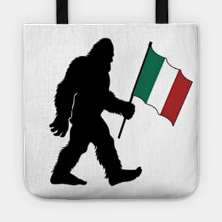 Bigfoot Holding an Italian Flag Tote