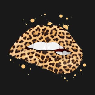 Cool Lips Bite Kiss Me Leopard Print Cheetah T-Shirt