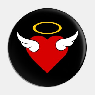 Winged Red Heart 02 Black Pin