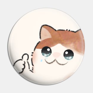 Thumbs up crying Cat Pin