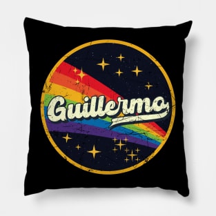 Guillermo // Rainbow In Space Vintage Grunge-Style Pillow