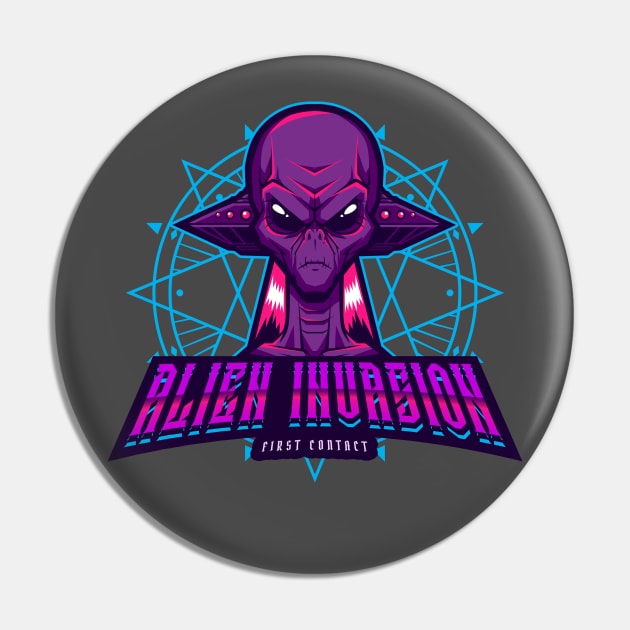 Alien Invasion First Contact Pin by Tip Top Tee's