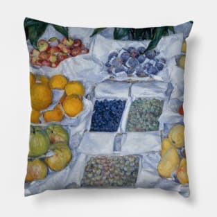 Fruit Displayed on a Stand by Gustave Caillebotte Pillow