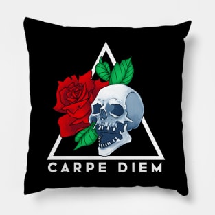 Skull and Rose Carpe Diem Pillow