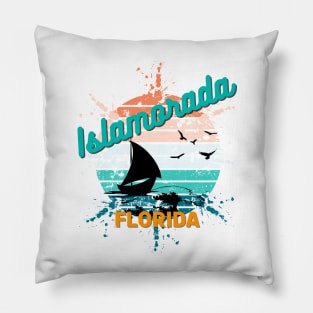 Islamorada Florida Retro Vintage Exploding Sunset Pillow