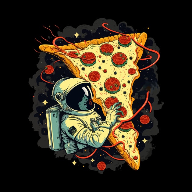 Astronaut with Pizza in Space by K3rst