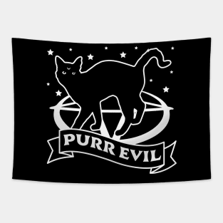Purr Evil Cat - Funny Goth Halloween Black Cat Lover Tapestry