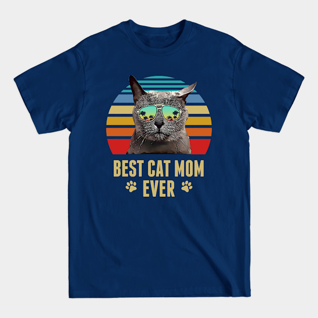 Discover Russian Blue Cat Best Cat Mom Ever Retro Beach Vibe - Russian Blue Cat Best Cat Mom Ever Retr - T-Shirt