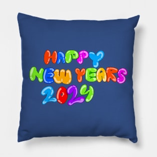 Happy new year 2024 buble letter colourful Pillow