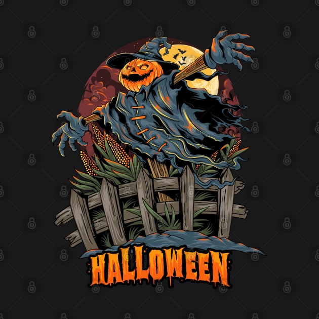 Halloween pumpkin-headed scarecrow by sharukhdesign