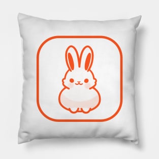 Orange Bunny Cute Minimalist Aesthetic Design Pillow