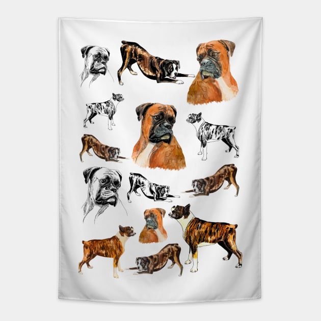 boxer dog Tapestry by VicaVeresk