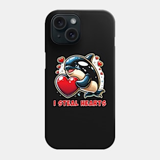 I Steal Hearts Orca Whale Valentines Phone Case