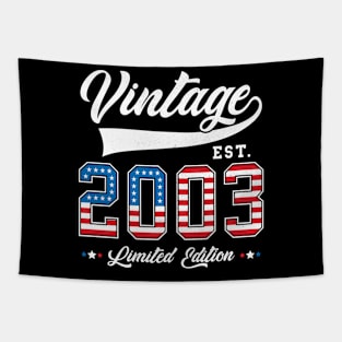 20th Birthday Patriotic Vintage 2003 USA Flag 4th of July Tapestry