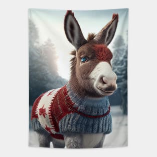 Cute Christmas Donkey Tapestry