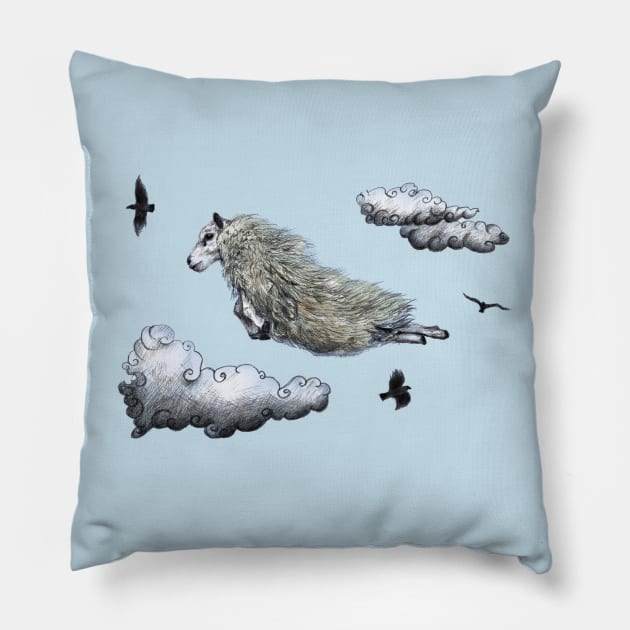 Flying Sheep Pillow by annashell