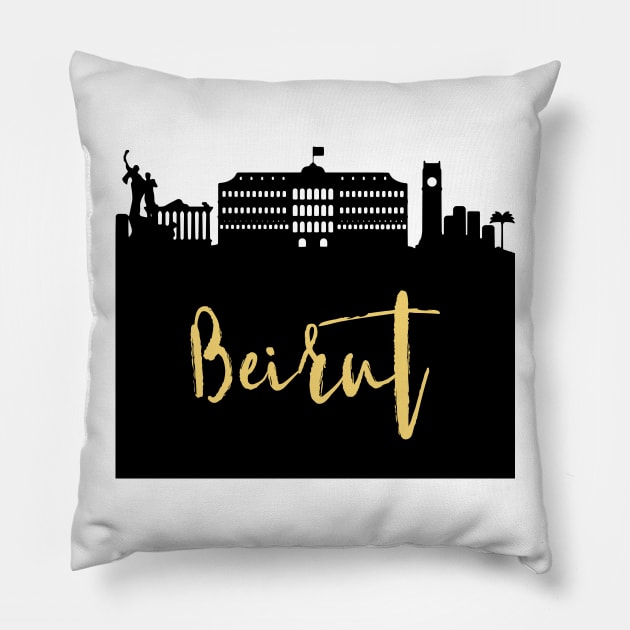 BEIRUT LEBANON DESIGNER SILHOUETTE SKYLINE ART Pillow by deificusArt