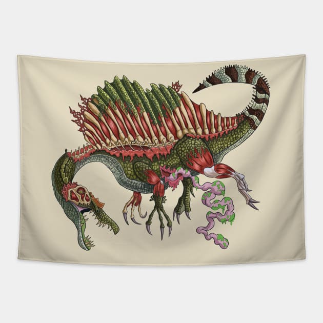 Zombie Spinosaurus Tapestry by funny_fuse