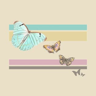 Butterflies Pastel Colors Colorblock Aesthetic T-Shirt