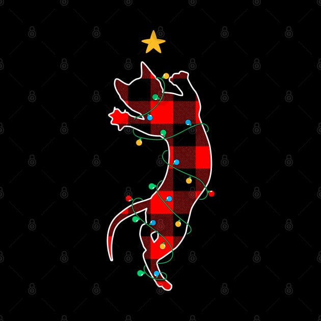 Playful Cat Buffalo Plaid Christmas Lights Cat Lover Christmas Gift by BadDesignCo