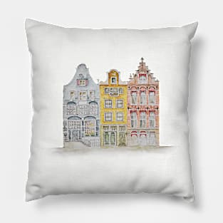 Watercolor sketch of Amsterdam houses Pillow