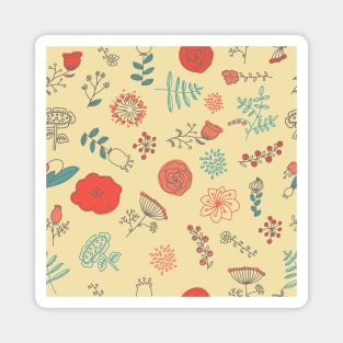 Elegance Seamless pattern with flowers, vector floral illustration in vintage style Magnet