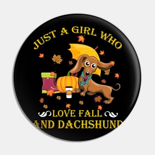 Womens Lovely Dachshund in fall, funny dog lover Pin