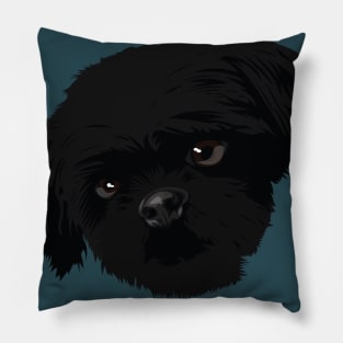 Black dog Hairy Only head Pillow