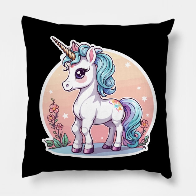 Unicorn Fantasy Illustration Pillow by FluffigerSchuh