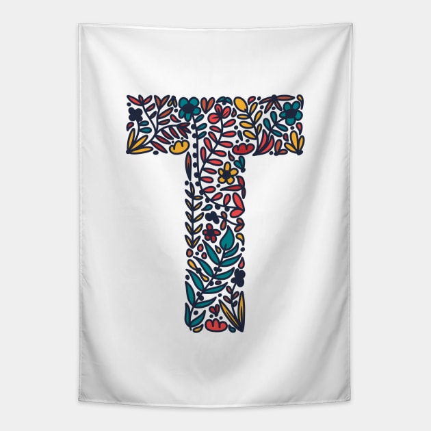 Tropical Letter T Tapestry by Cascade Patterns