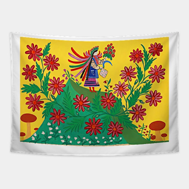 Maria Prymachenko, Glory to Ukraine, 1965, Ukrainian Artist, Ukrainian Folk Art Tapestry by ZiggyPrint