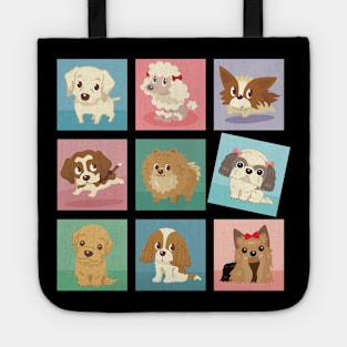 Many poses of puppies Tote