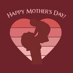 Happy Mother's Day Heart Mom Holding Child Retro Vintage T-Shirt