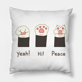 Yeah! Hi! Peace tuxedo's paw Pillow