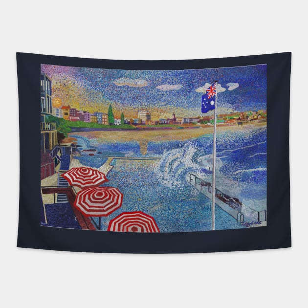 Bondi Icebergs painting  (print edition) Tapestry by tobycentreart