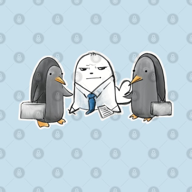 Sealious Business Seal and Penguins With Briefcases by SubtleSplit