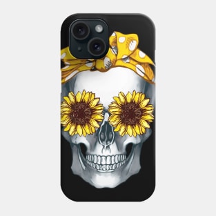 Cool skull, jellow bandana and sunflowers skull mask face Phone Case