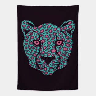 Blue and pink cheetah face Tapestry