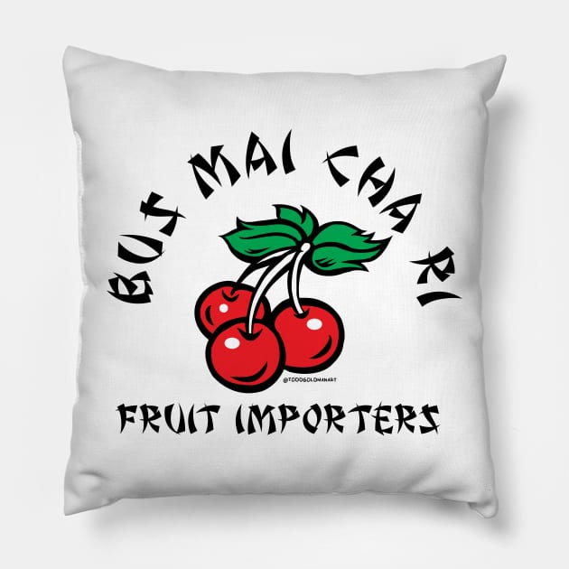 BUS MAI CHA RI Pillow by toddgoldmanart