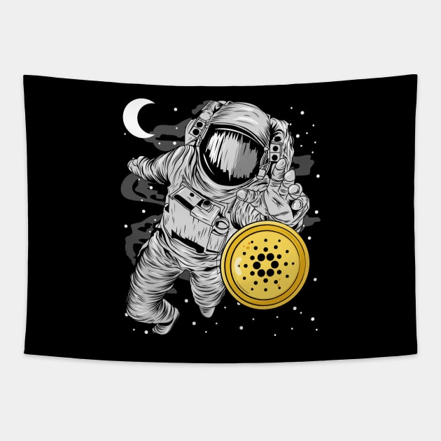 Astronaut Reaching Cardano Crypto ADA Coin To The Moon Token Cryptocurrency Wallet Cardano HODL Birthday Gift For Men Women Kids Tapestry by Thingking About