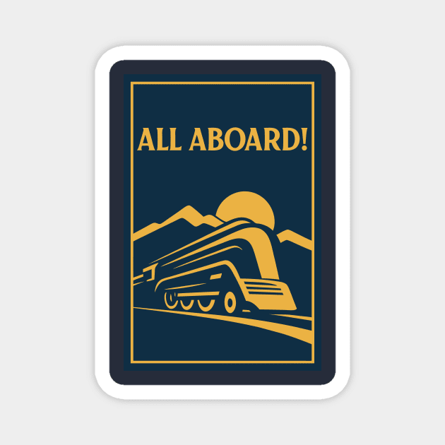 All Aboard! – Vintage Streamliner Train Art Magnet by DonWillisJrArt