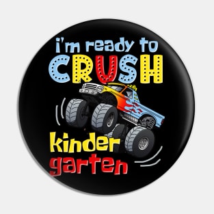 Back to School Boys First Day of Kindergarten Monster Truck Pin