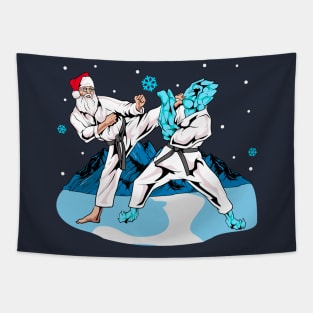 Santa Claus Karate Martial Arts Merry Christmas Tapestry