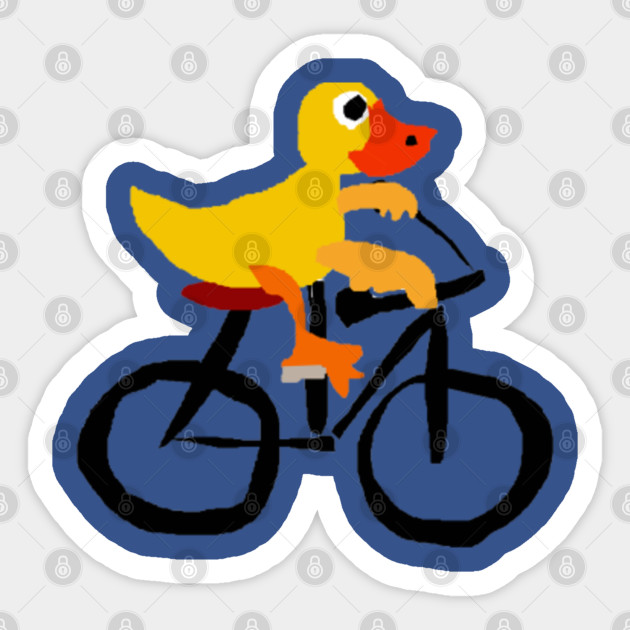 Funny Duck Riding Bicycle Cartoon Bicycle Sticker Teepublic