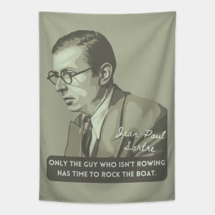 Jean-Paul Sartre Portrait and Quote Tapestry